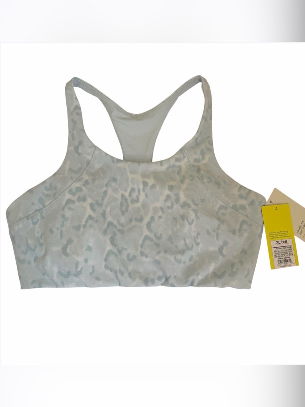 Girls XL 14 Sports Bra Blue Leopard Print Racerback NWT